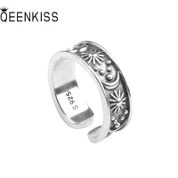 qeenkiss rg6780 fine jewelry wholesale fashion woman man birthday%c2%a0wedding gift retro star moon 925 sterling silver open ring