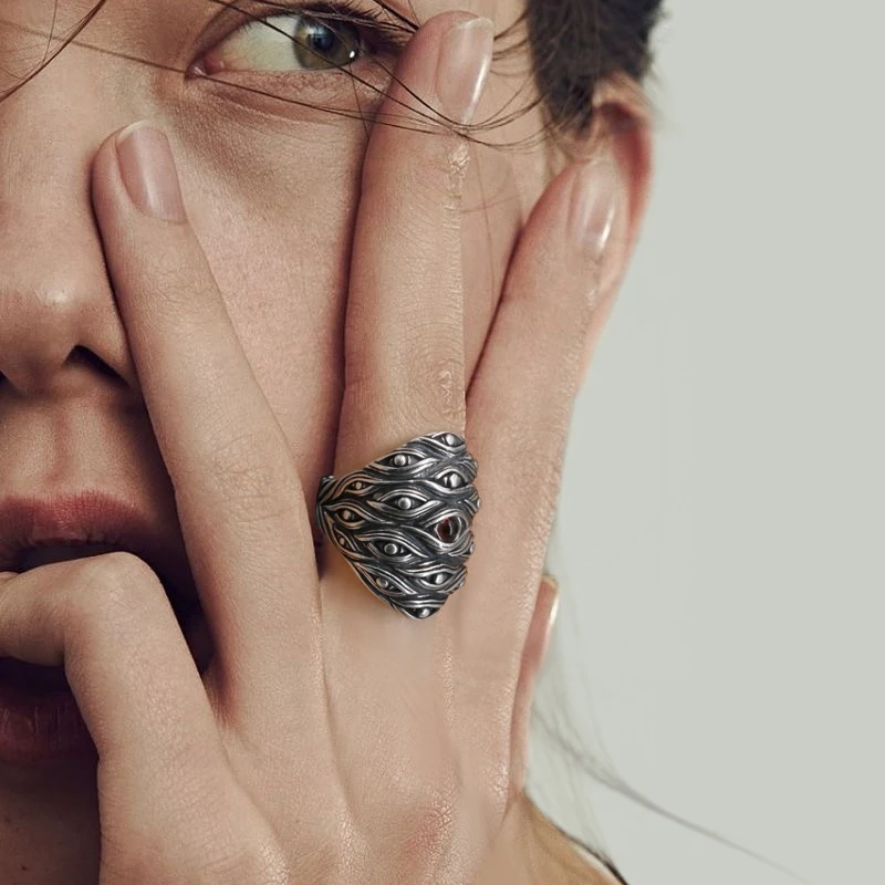 Винтажные открытые серебряные кольца в форме монстра цвета сто глаз