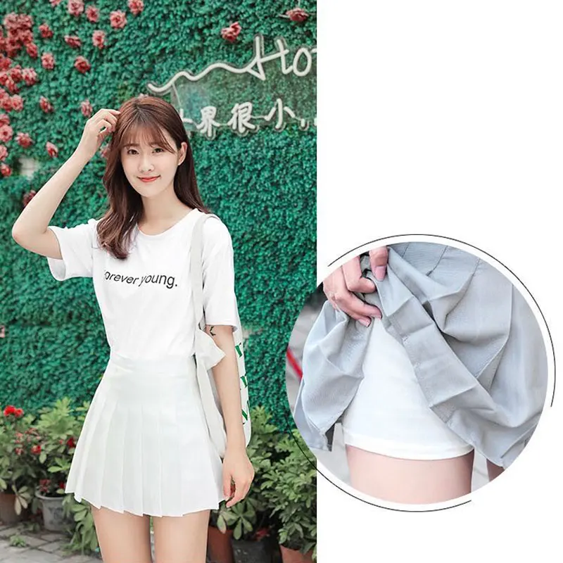 Женская плиссированная юбка в стиле Харадзюку однотонные мини юбки преппи милая