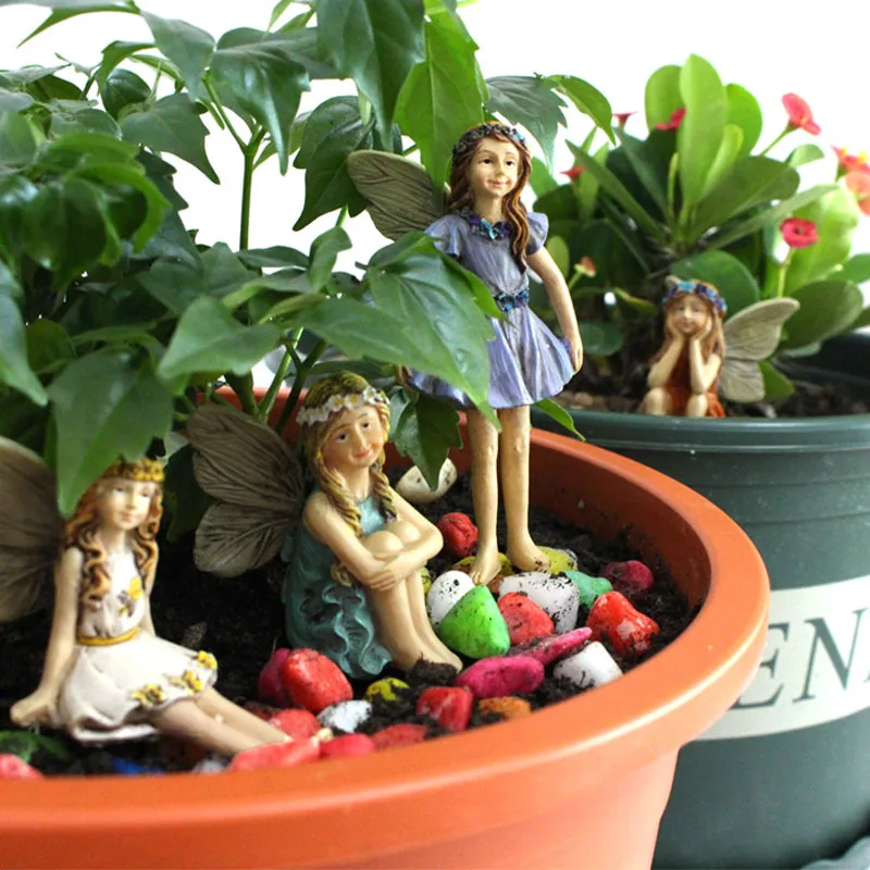 

6pcs Fairy Garden ornament Miniature Fairies Figurines Accessories for Outdoor House Decor Fairy Garden decoration Supplies