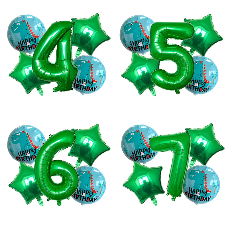 5 шт./лот 32 дюймовые воздушные шары с зелеными цифрами со звездой воздушный шар