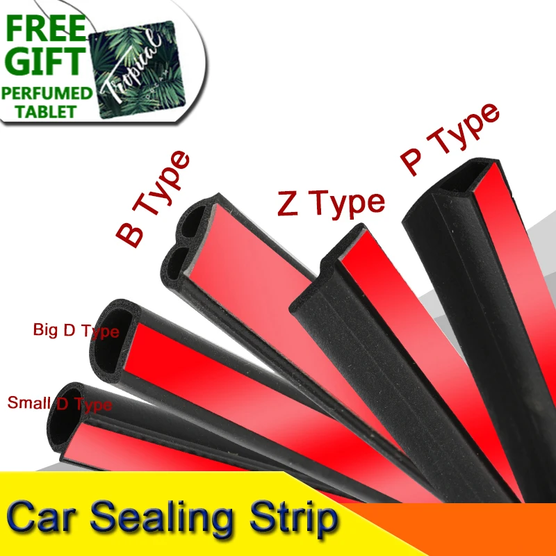 

4m Car Door Seal Strip EPDM Rubber Noise Insulation Weatherstrip Soundproof B P Z D Shape Type Car Seal Strong Adhensive Sticker