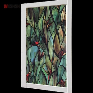 Американская пленка для окон с зелеными листьями и цветами, витражная пленка, самоклеящаяся пленка, статическая липкая оконная наклейка, Прямая поставка, 100 см