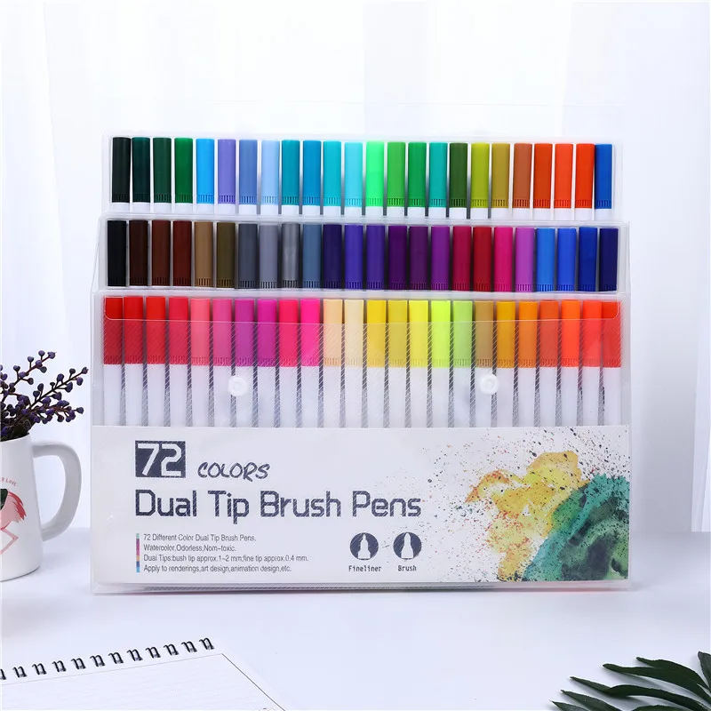 12/24/36/48/72/100 Colors Double Headed Watercolor Marker Pen Set Hook Line Writing Painting School Office Stationery Supplies | Канцтовары