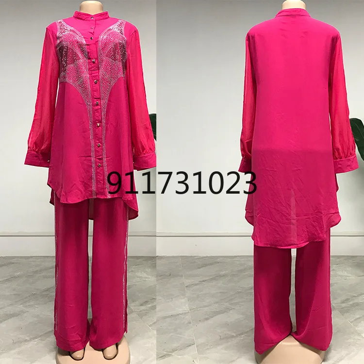 Two Pieces Sets for Women 2021 Autumn Spring African Long Sleeve Top and Pant Clothes | Тематическая одежда и униформа