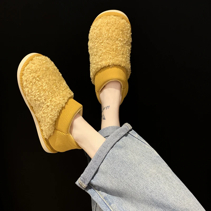 

2021 New Shoes Woman Clogs Platform Low Heels Autumn Round Toe Female Footwear Loafers Fur New Creepers Fall Dress Winter Basic