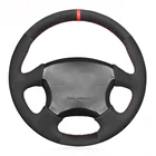 Черный замшевый красный маркер сделай сам, сшитый вручную чехол рулевого колеса автомобиля для Subaru Impreza WRX 2002 2003 2004 Impreza WRX STI 2004
