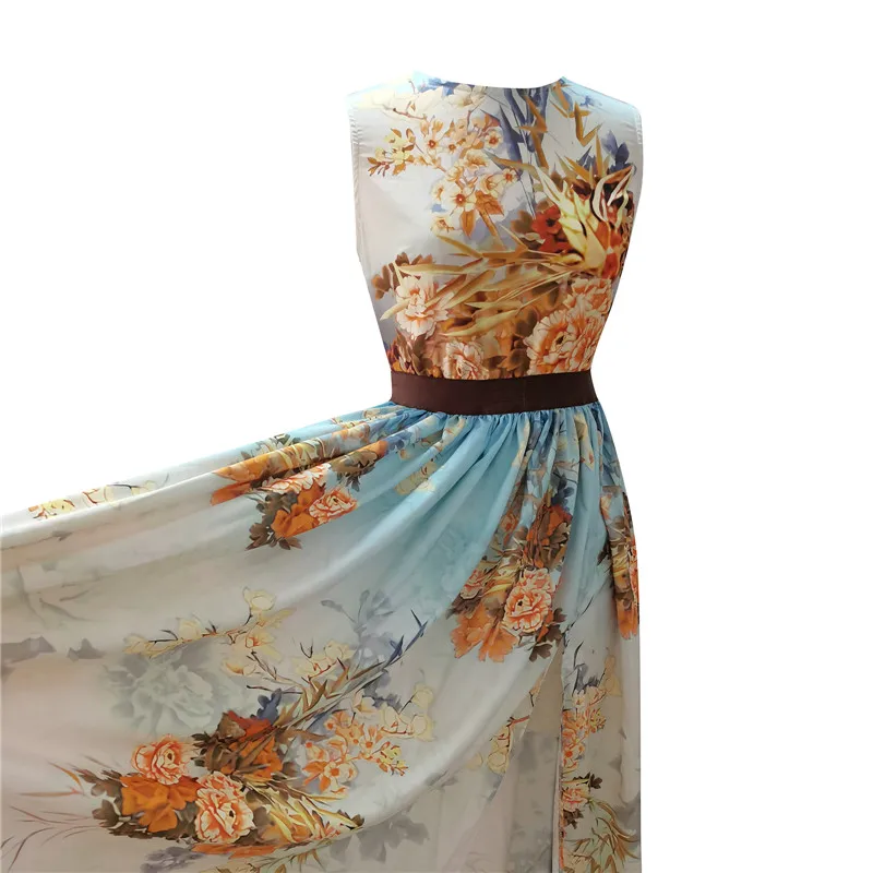 

Womens Long Dress Summer O-neck Boho Maxi Dress Casual Sexy Party Dresses Ladies Bohemian Printed Evening Beach Holiday Sundress