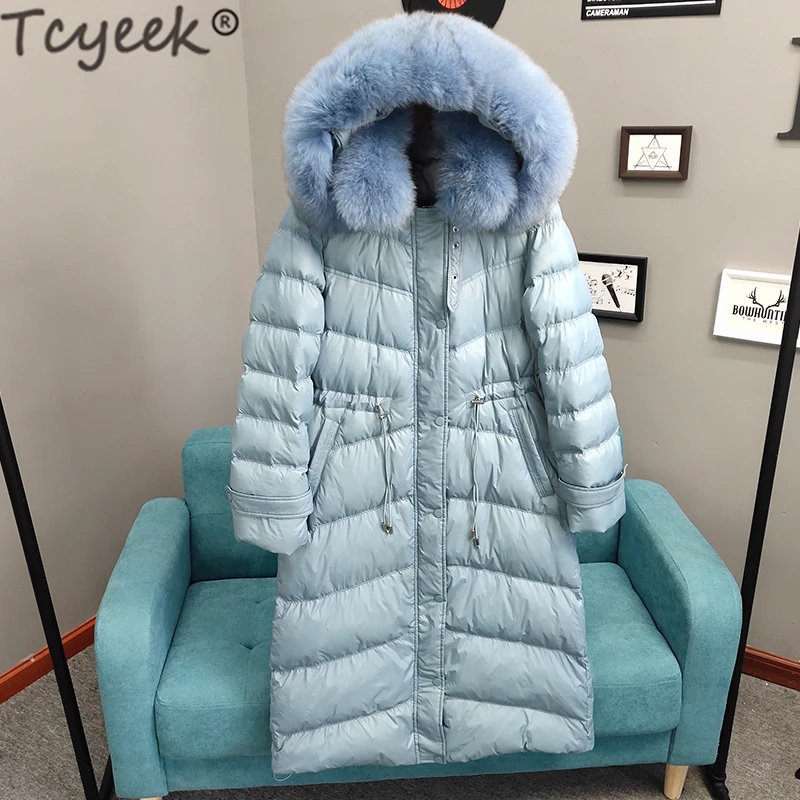 

Tcyeek Winter Down Jacket Real Fox Fur Hooded Clothes 2020 Thick Warm Duck Down Coat Female Down Parka Long Overcoat Hiver 90814