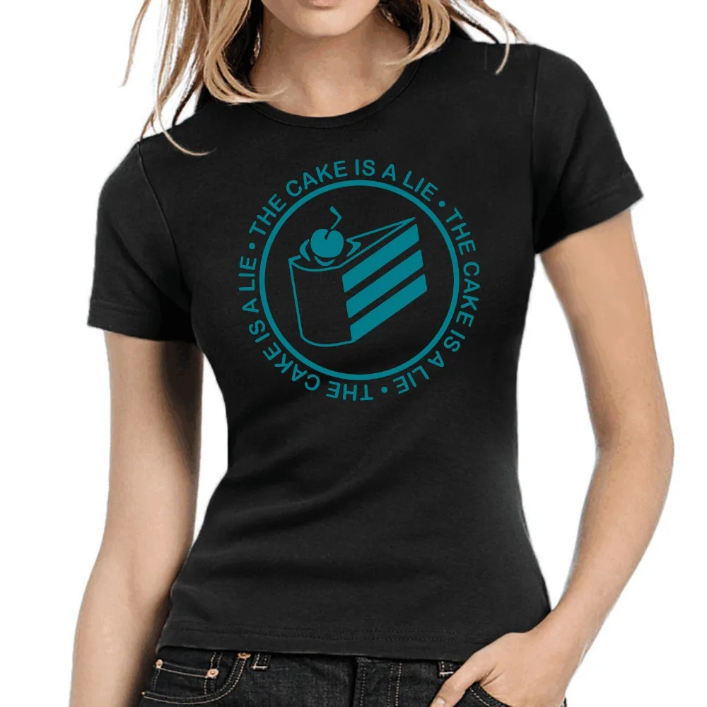 

New 100% Cotton High Quality Tees Fashion Women's High Quality Tees The Cake Is A Lie Best T Shirts for Women