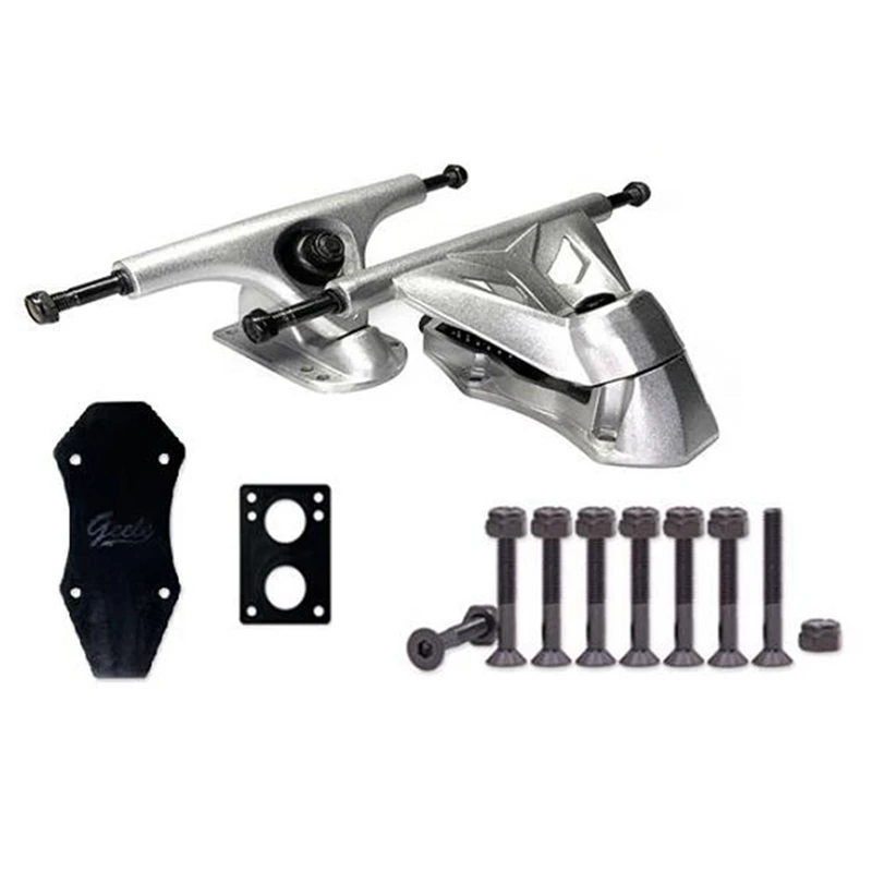 

GEELE 6Inch C7 Ground-Free Rotating Bracket Silver 2Nd Generation Land Surfing Skateboard Bridge CX4 Longboard Ski Bridge