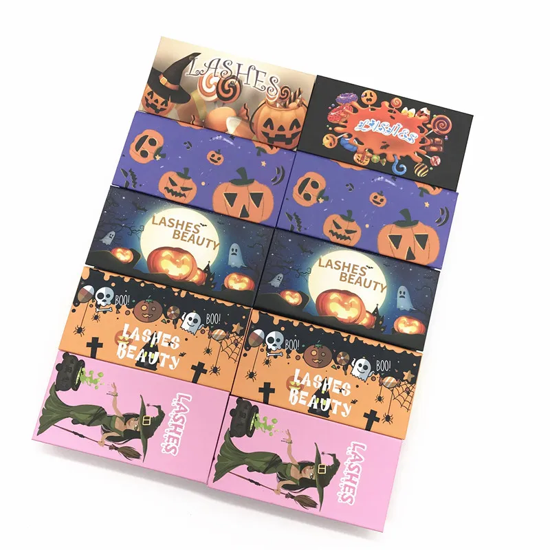 

Crazy Halloween Design Eyelash Packaging Box Wholesale Empty Lash Boxes Rectangle Case 25mm Mink Lashes Creative Eyelash makeup