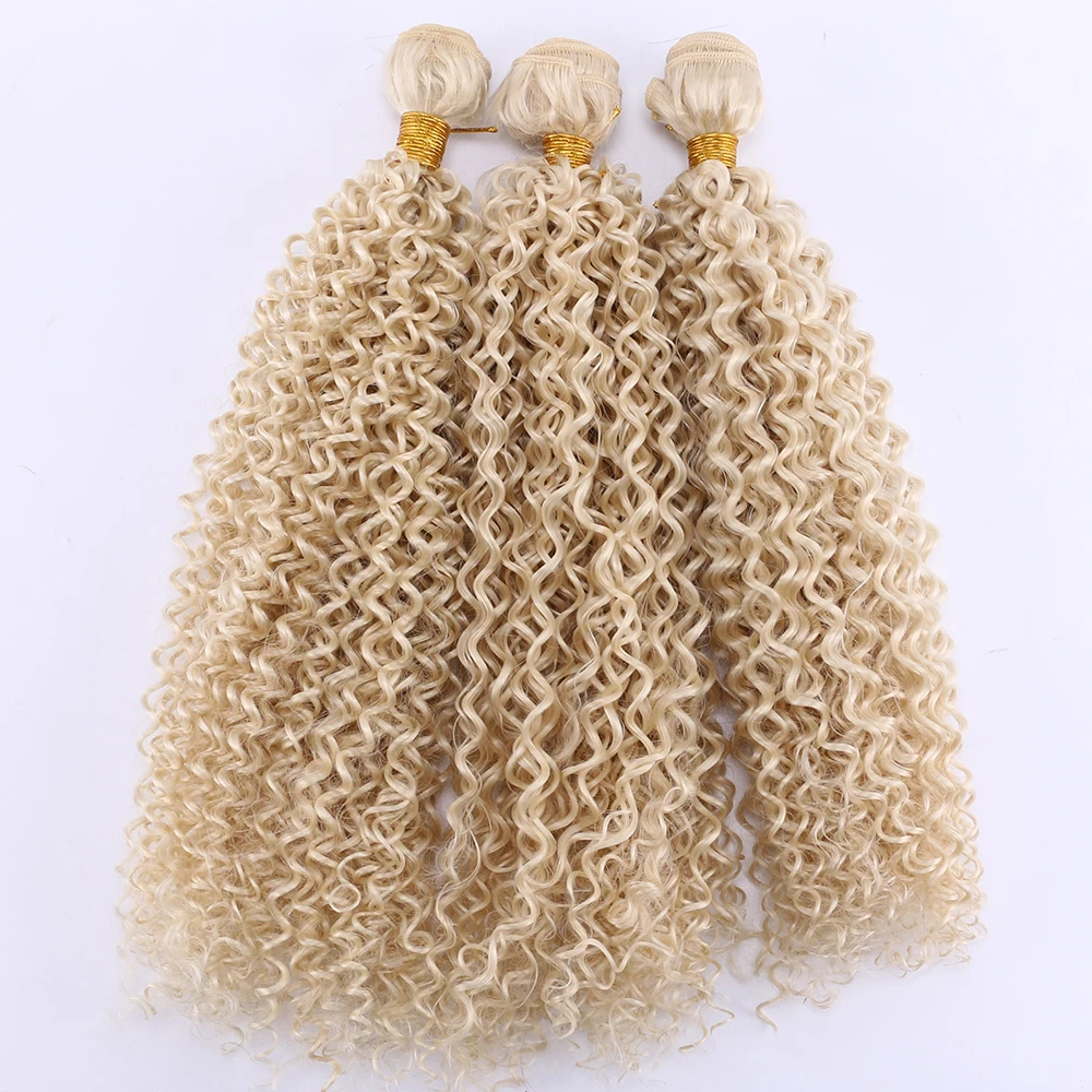 100 Gram/Piece Brazilian Afro Kinky Curly Hair Weave Bundles Color 613 High Temperature Synthetic Hair Extensions for Women