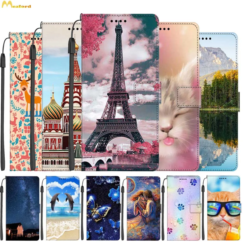 

Чехол-книжка для Realme C2, кожаный, с отделениями для карт