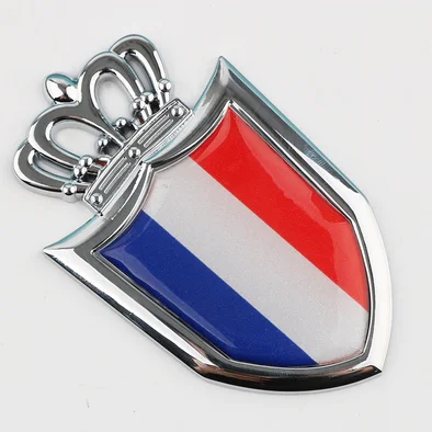 3D металлический хромированный французский Французский флаг корона щит эмблема