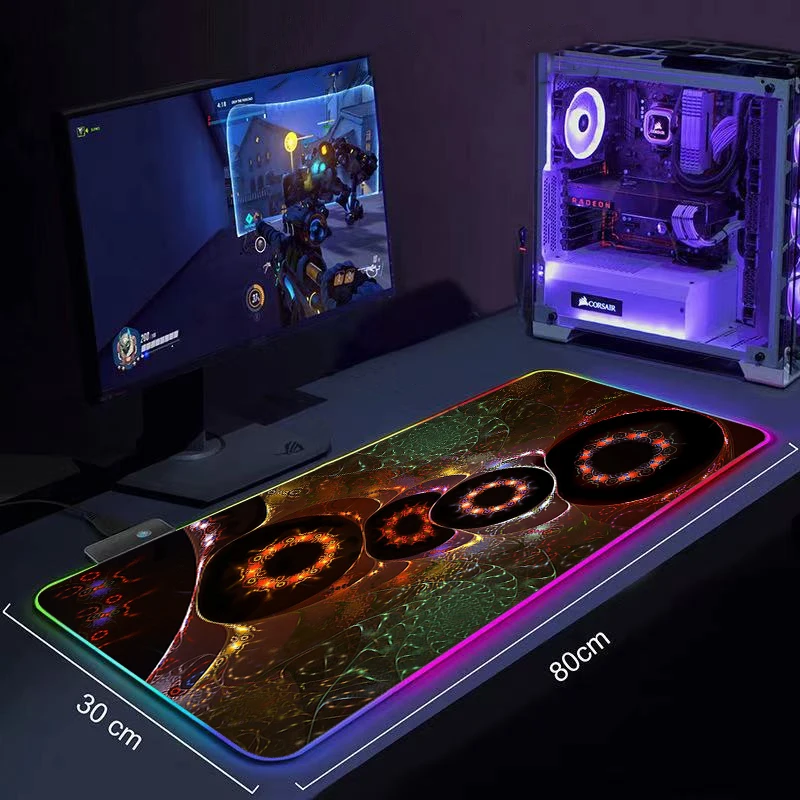 

Big Keyboard Desk Mat RGB Large Mouse Pad Abstract Fractal Gamer Big Mouse Mat Computer Mousepad LED Backlight Gaming Mause Pad