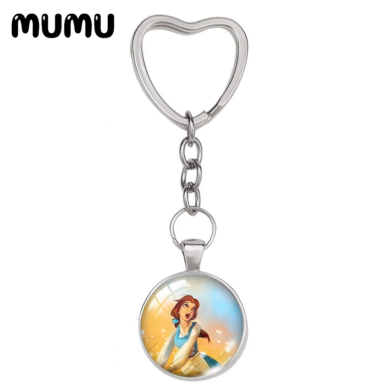 2021 Новый Красота и с рисунком из мультфильма Красавица Чудовище сердце брелок
