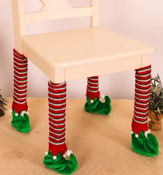 Рождественские Чехлы для ножек стула милый удобный дизайн Elf носки защита пола