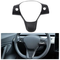 car interior cover for tesla model y 2021 carbon fiber abs steering wheel protective frame patch trim accessories