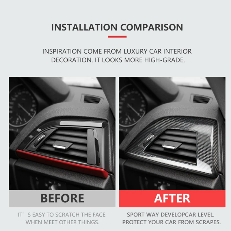 Autocollant de voiture en Fiber de carbone dur, accessoire de garniture intérieure, panneau de sortie d'air côté conducteur, pour BMW série 1 2 F20 F21 F22