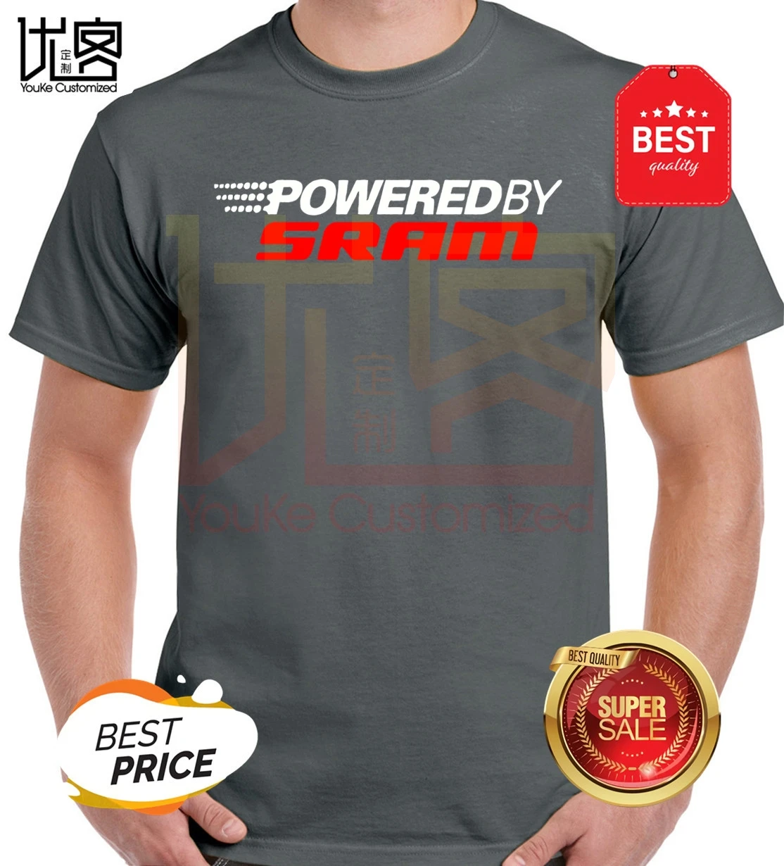 Футболка мужская с логотипом Sram винтажная тенниска из хлопка приталенный силуэт