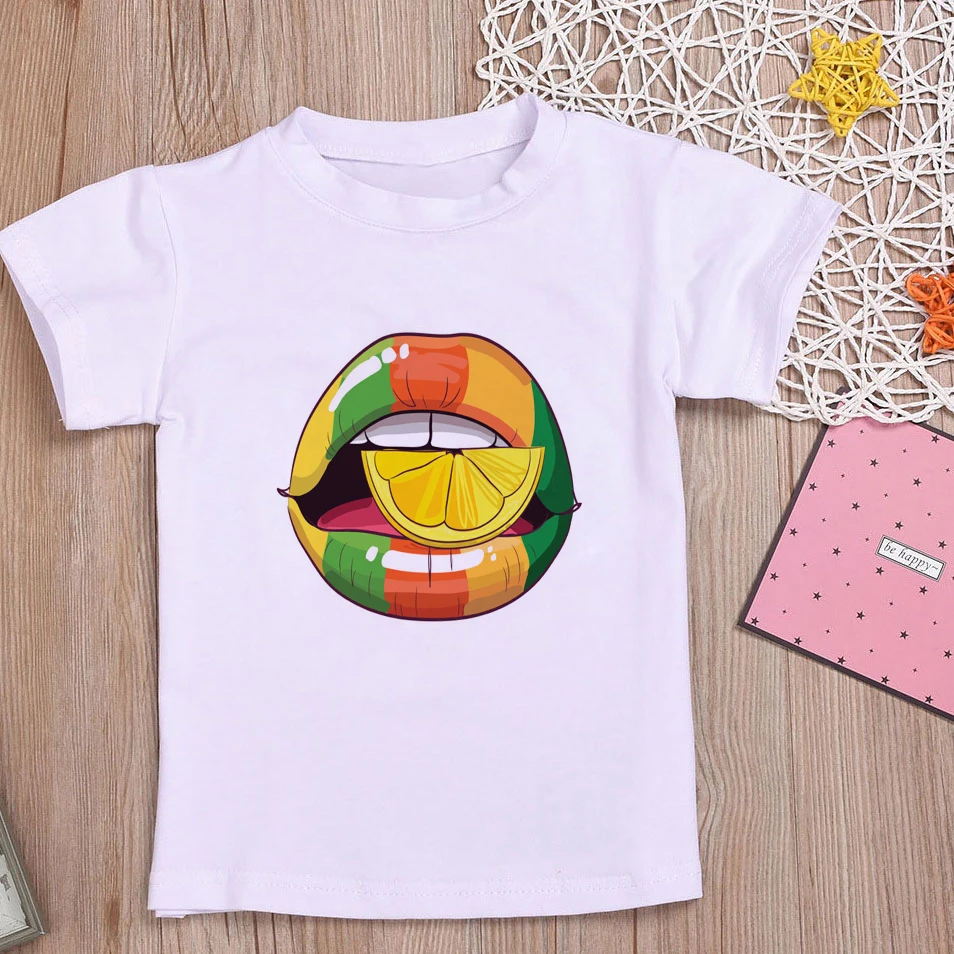 2020 модная одежда для девочек топы с принтом сексуальных губ трендовая детская