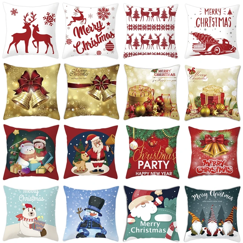 

Christmas Cushion Cover Merry Christmas Decorations for Home 2021 Christmas Ornament Xmas Gifts Navidad Noel Happy New Year 2022
