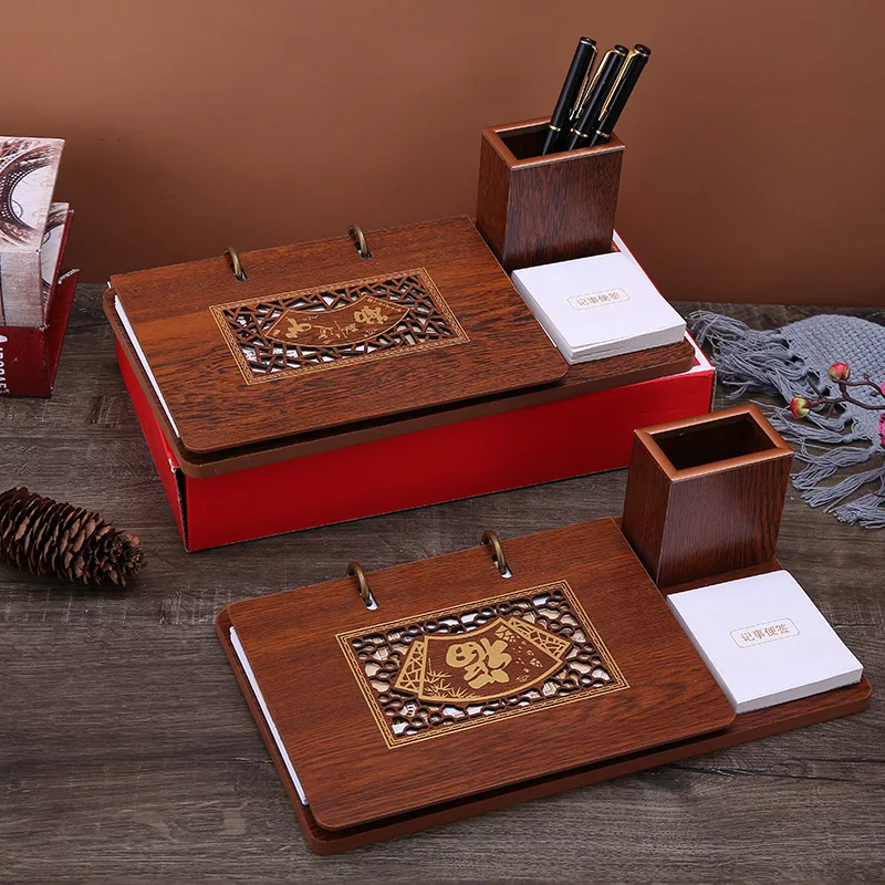 Decoraci&oacute;n de a&ntilde;o de Tigre, marco de calendario de escritorio de madera de negocios, florero de l&aacute;piz grande, caja de regalo de decoraci&oacute;n, Plan antiguo 2022-3
