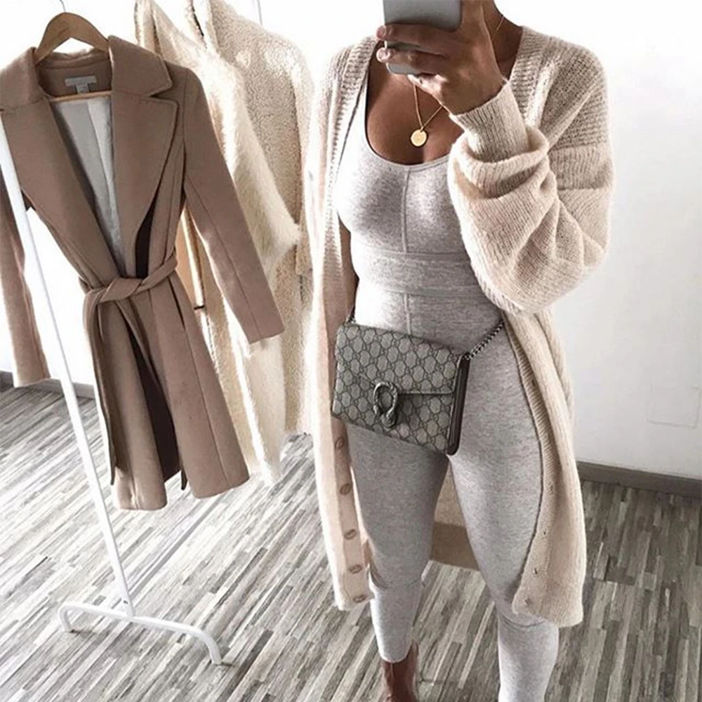 COSYGAL 2019 осенний модный длинный кардиган женский зимний Кардиган с длинным