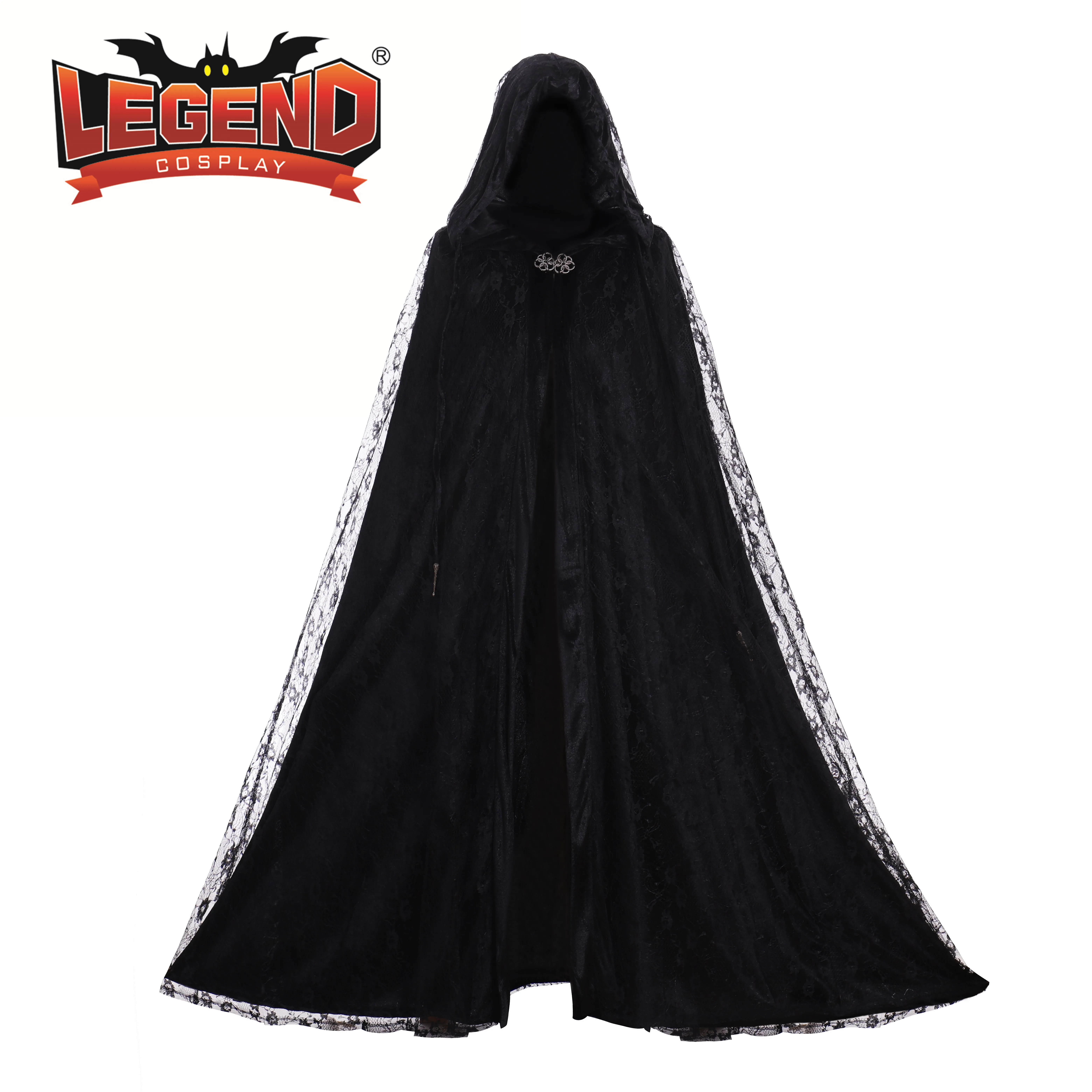 Женская Длинная накидка плащ с капюшоном женская ведьмы в стиле стимпанк черное