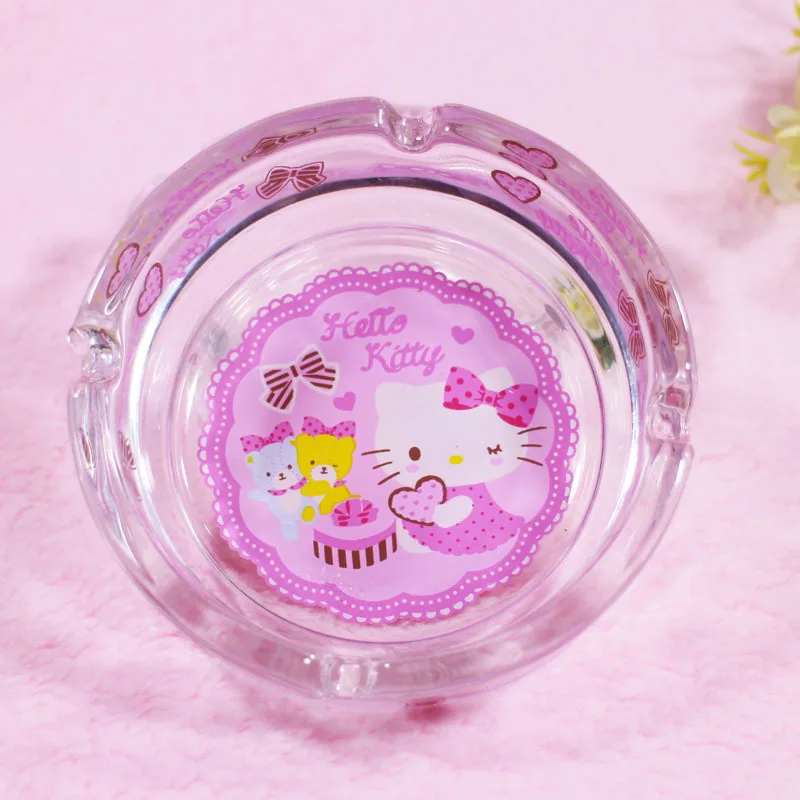 Мультяшная пепельница Hello Kitty My Melody Kuromi Cinnamorol Sanrios из прозрачного хрустального