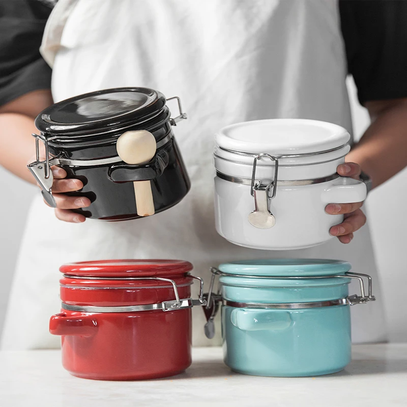Creative ceramic large sealed cans with lid storage tank tea food bottle grain box jars canister kitchen stuff | Дом и сад
