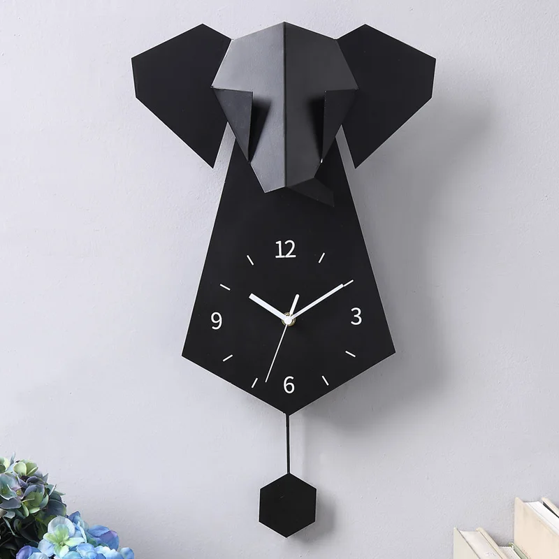 Большие настенные часы креативные объемные художественные в виде слона