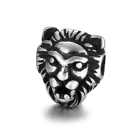 stainless steel lion head spacer bead polished 2mm hole metal beads charms for diy bracelet jewelry making accessories