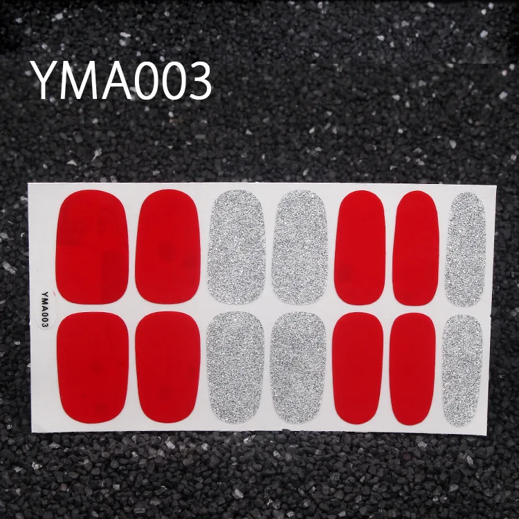 YMA003 14 tips/sheet серия блестящих модных переводных наклеек для дизайна ногтей, Коктейльная коллекция, маникюр, лак для ногтей, полоски, обертывания - Цвет: YMA003