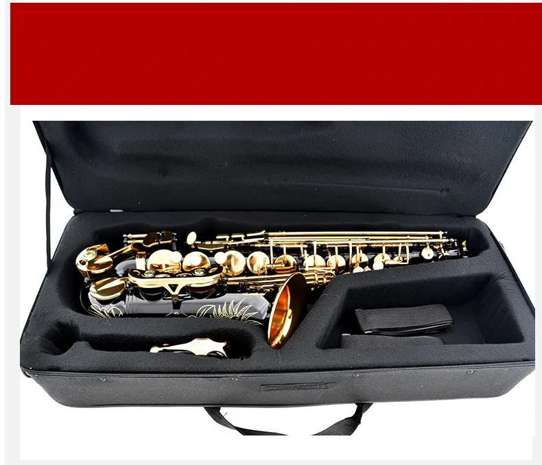 Горячая Распродажа саксофон черный альт латунный гравировальный режим золотой