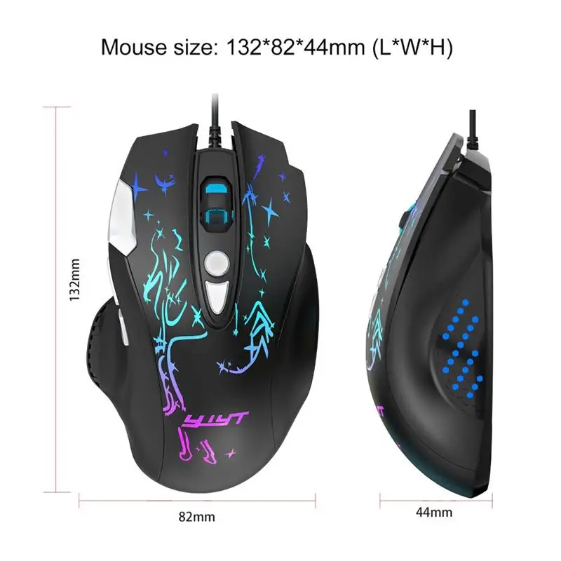 

YWYT Wired Optical Mouse 8 Button LED Backlight Gaming Mouse 6400dpi 4 Level DPI Ergonomic Mice Portable Wired Mice For Laptop