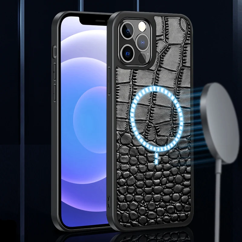 

Чехол из натуральной коровьей кожи для Apple iPhone 12 Pro Max 12 Mini 12 Pro Max 360, защитный чехол, Магнитный чехол