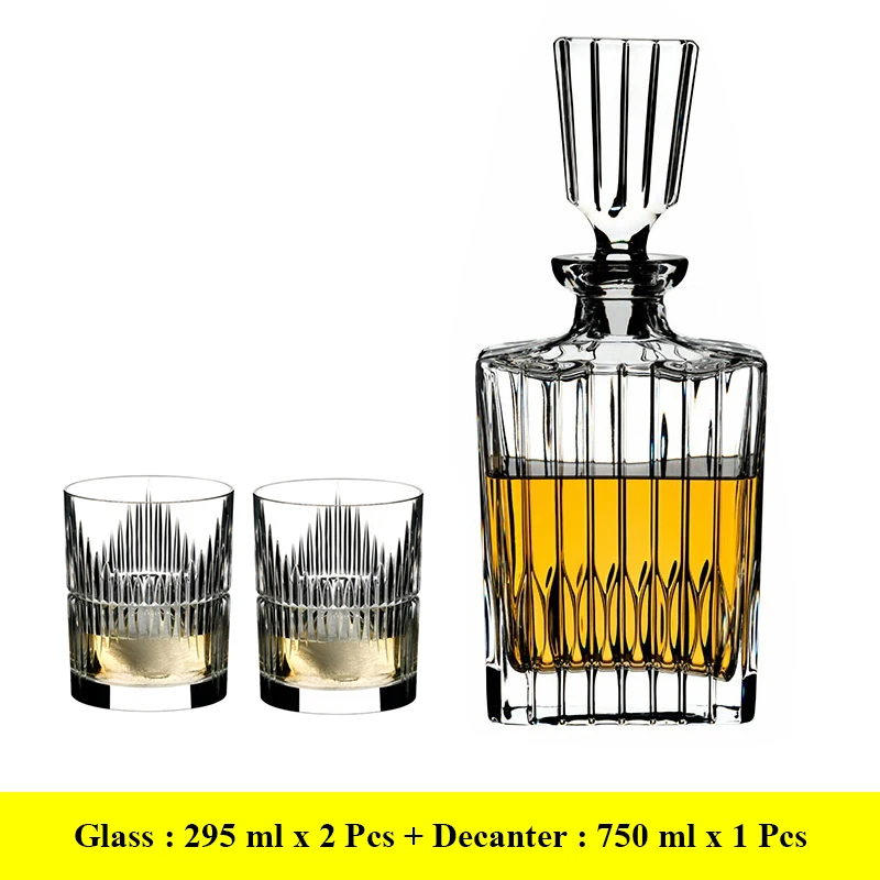 

Crystal Decanter Set With 2 Pcs Old Fashioned Glasses- Lead Free Crystal for Liquor Scotch Bourbon 0903-18