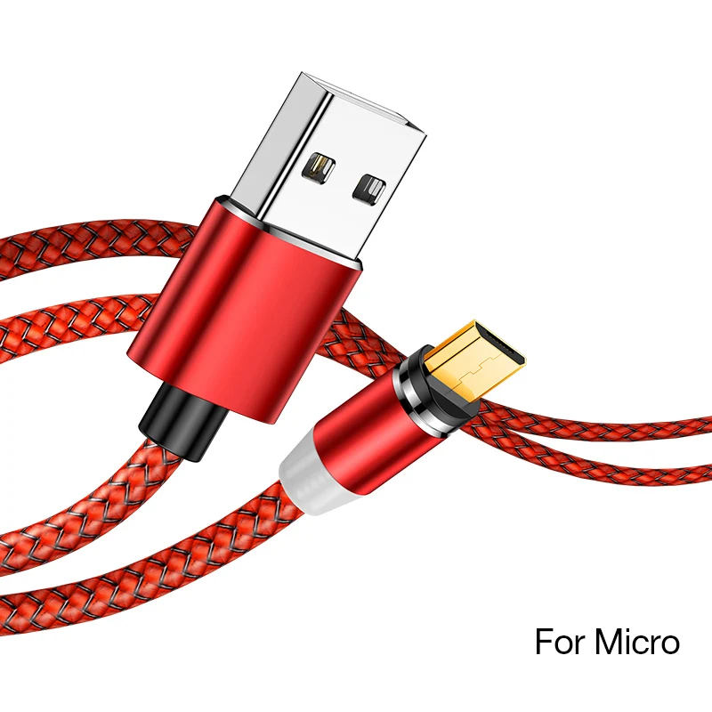 Red For Micro Магнитный светодиодный кабель MADATA Micro usb type C, магнитный usb-кабель для зарядки iPhone 11X7 8 XS Max XR huawei samsung xiaomi LG - Цвет: Red For Micro