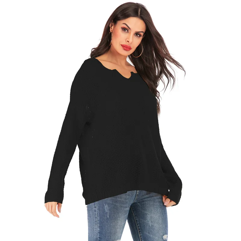 

2021 spring and summer new European and beautiful long-sleeved V-neck thin sweater women