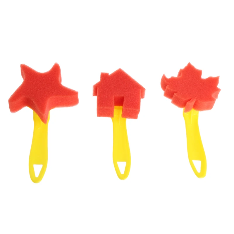 

12Pcs Paint Brush Plastic Handle Seal Sponge Kid Painting Graffiti Toys Tool DIY 4X7E