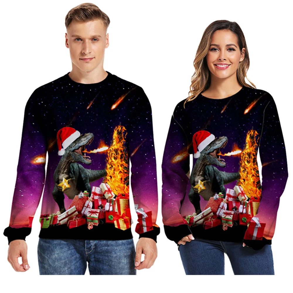 Unisex Women Men Christmas Sweatshirt Jumper Autumn Shirts 3D Print Long Sleeve Pullover Sweatshirts For Soft Tops | Женская одежда