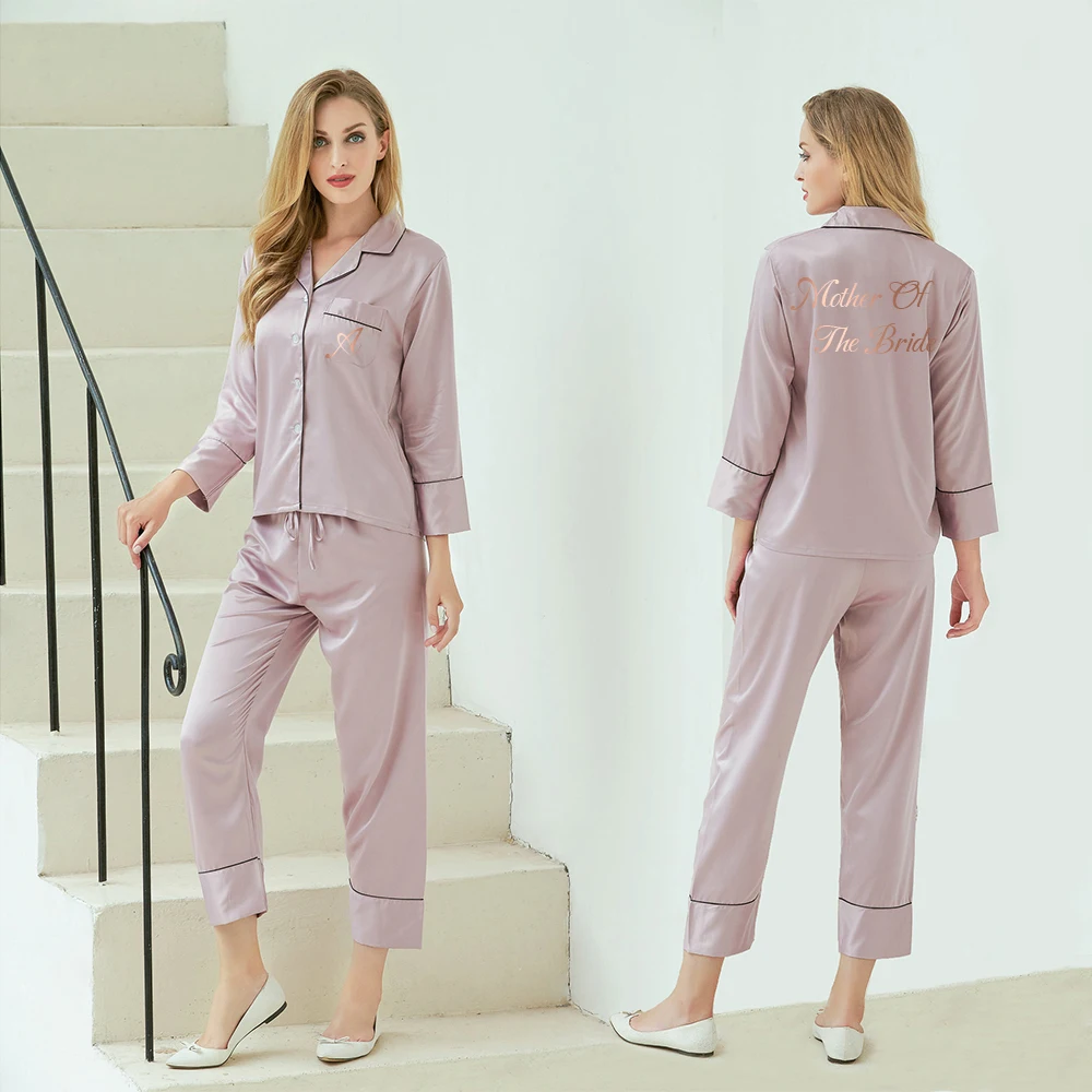 2021 Long Sleeve Customizable Satin Pajamas Set Autumn Pajamas Ladies Pajamas Suit Silk Pyjamas Set Pj Set Pijamas Women