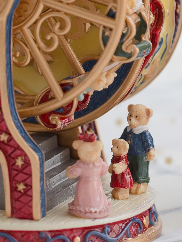 

Rotatable Carousel Ferris Wheel Resin Music Box Clockwork Home Decor Cranked Gift For Children Girlfriend