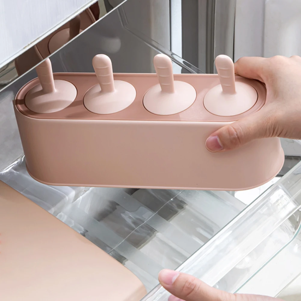 

Home Ice Cream Mold Popsicle DIY Tool Silicone 4-hole Ice Mold Children Dessert Ice Cream Mold Kitchen Tools DIY Ice Cream