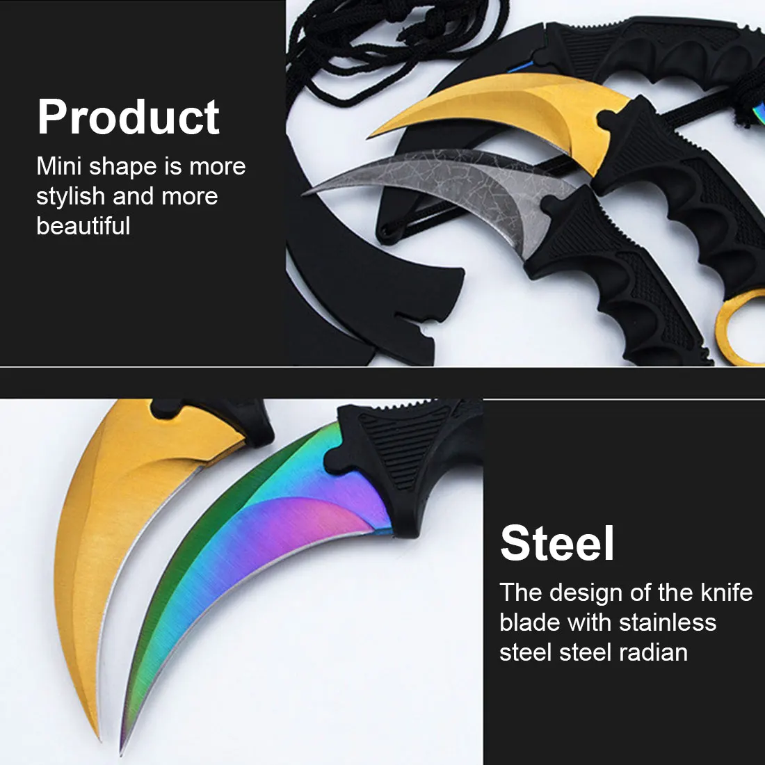 Cuchillo de contraataque CS GO Karambit, cuchillo de cuello con funda de Tigre, cuchillo de juego Real, cuchillo de acampada, funda de supervivencia, tigre