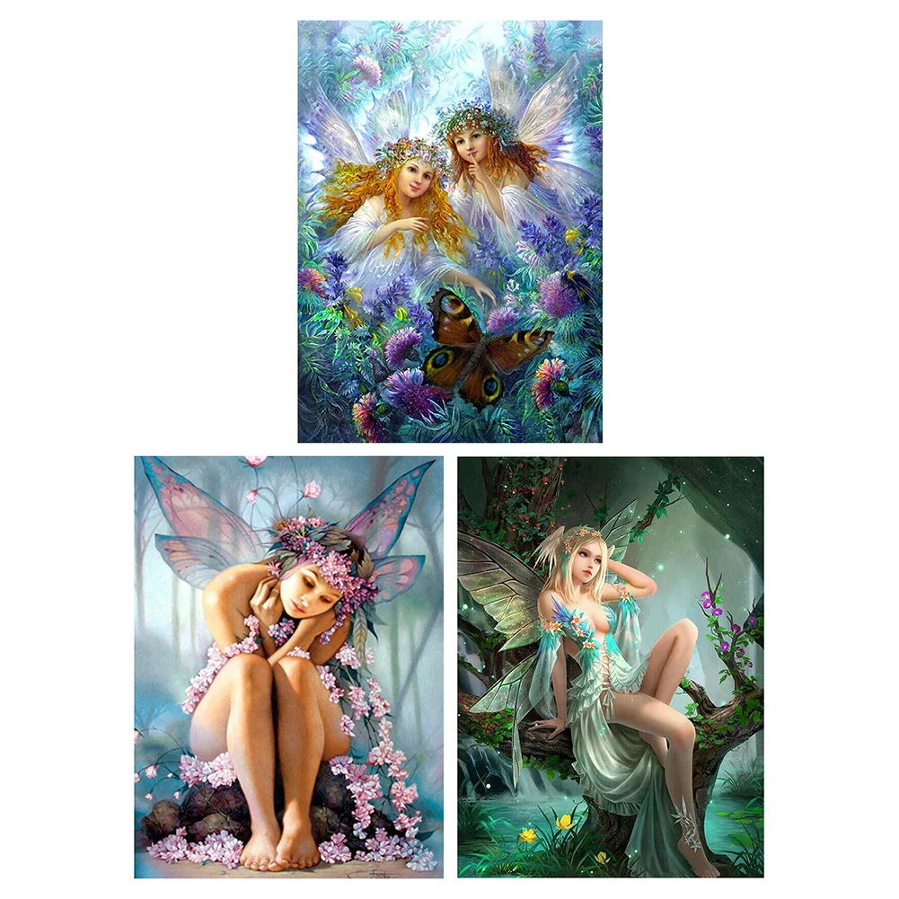 

Forest Butterfly Angel Girl Stamped Cross Stitch Kits DIY Pre-Printed Fabric Embroidery 11CT Needlework Craft Set Home Decor