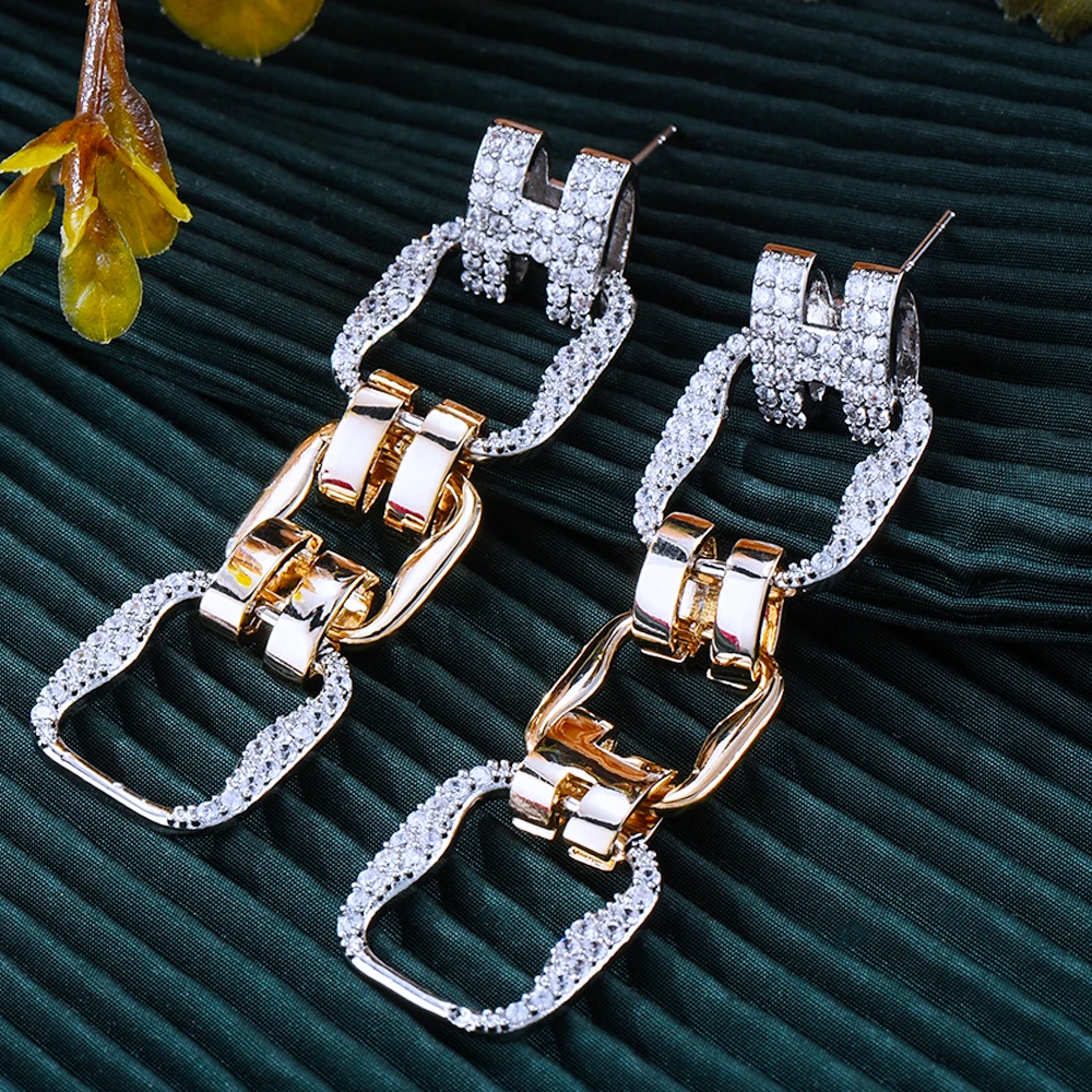 

missvikki Trendy Square Hip hop Punk Pendant Earrings for Women Girl Daily Bridal Wedding Jewelry High Quality Christmas present