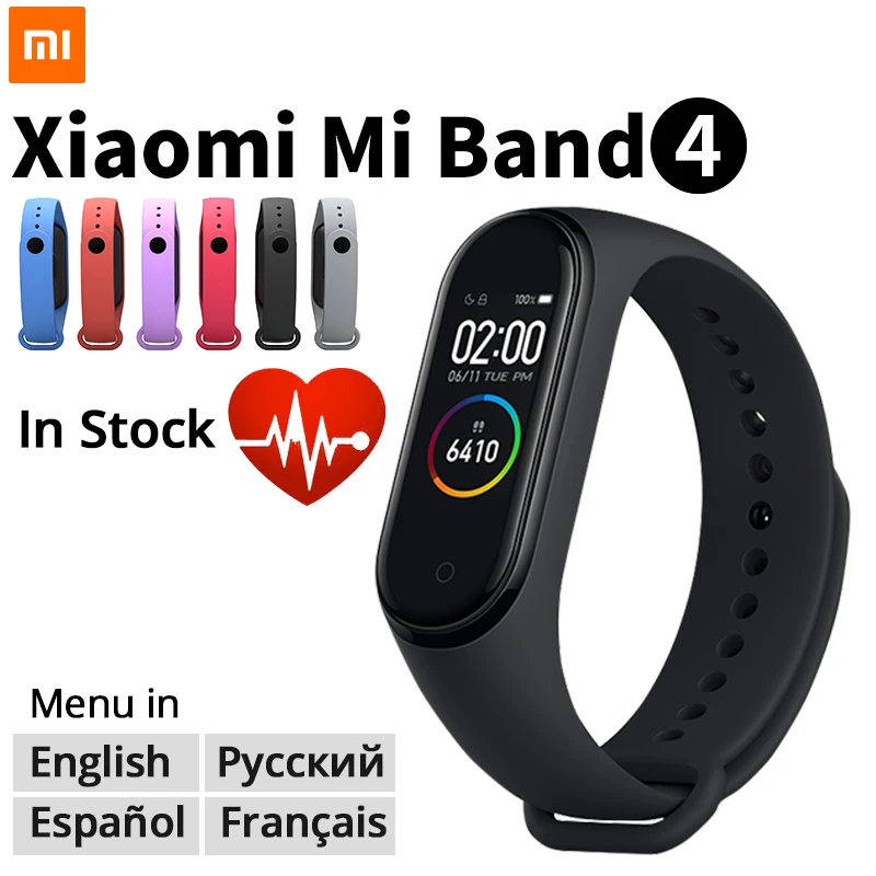 Оригинальные смарт часы Xiaomi Mi Band 4 MiBand с AMOLED дисплеем 0 95 дюйма водонепроницаемый